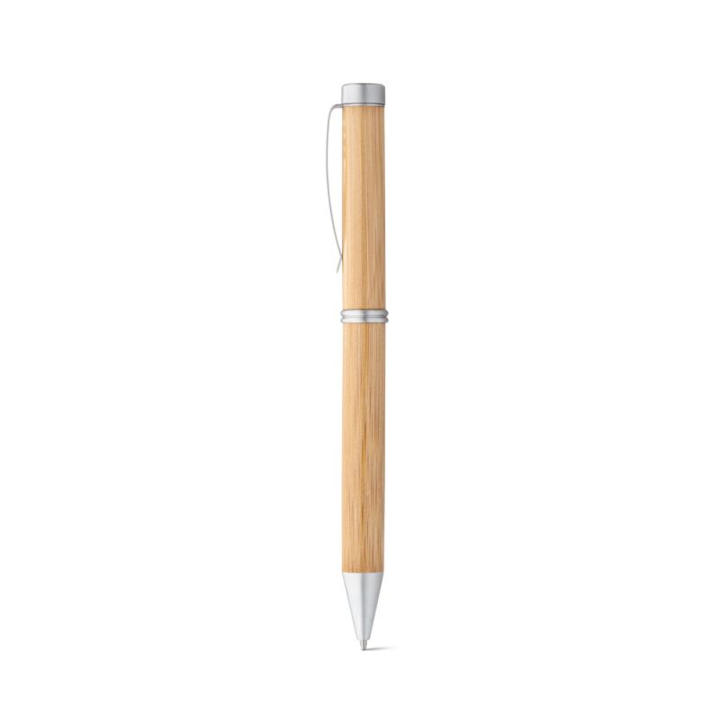 LAKE Bamboo Ballpoint Pen with Twist Mechanism and Metal Clip