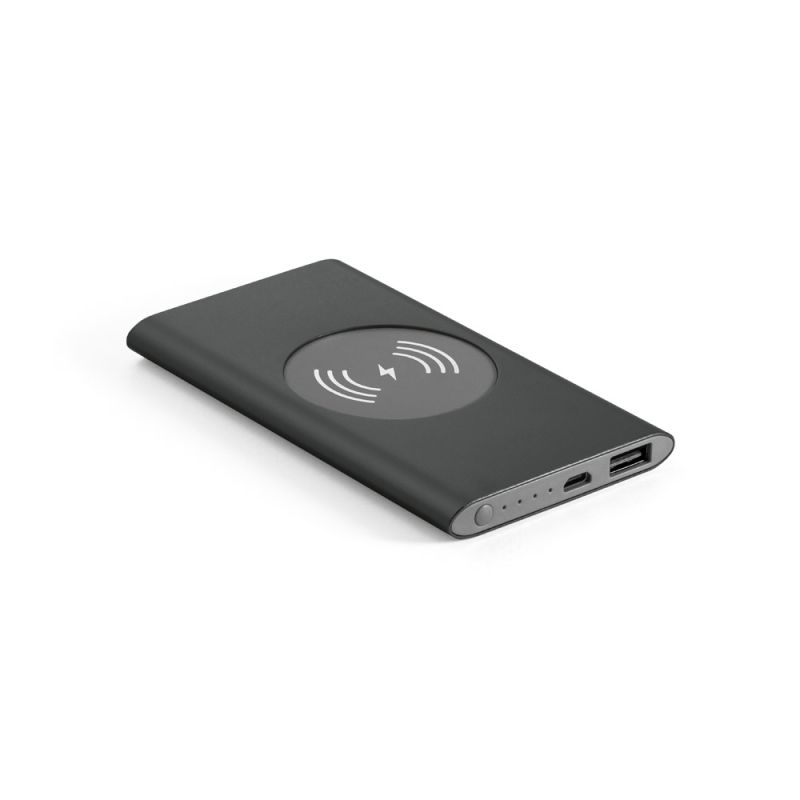 CASSINI Power bank 4,000 mAh with 5W wireless charger in recycled aluminium (100% rAL)
