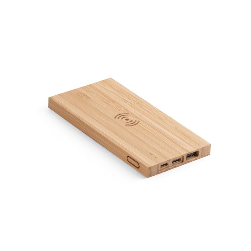 FITCH Power Bank 5,000 mAh with 5W bamboo wireless charger