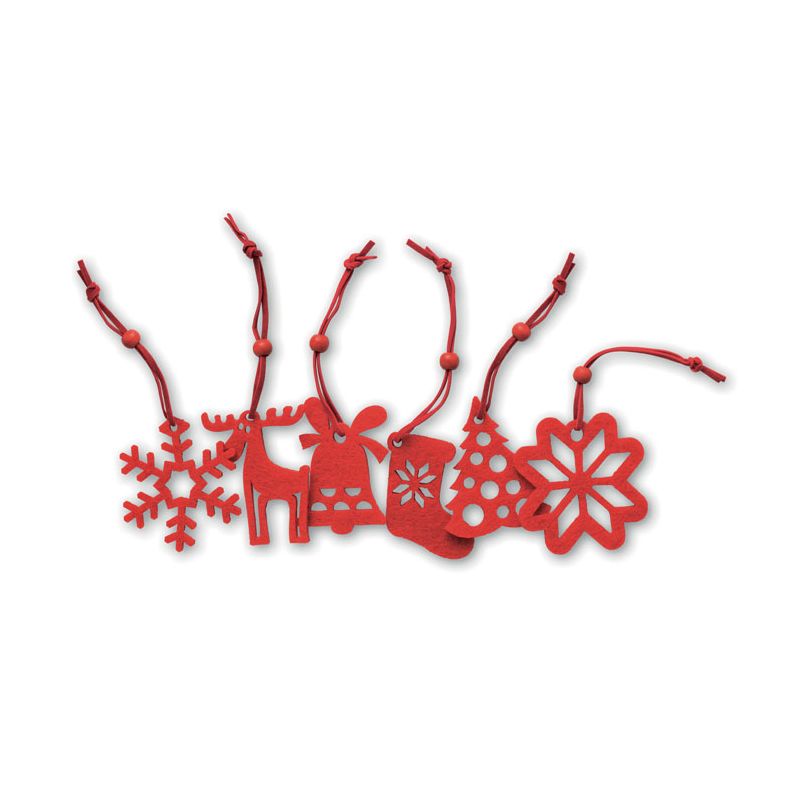 Set of 6 felt decorations
