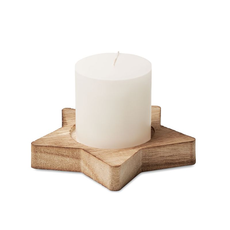Candle with wooden base