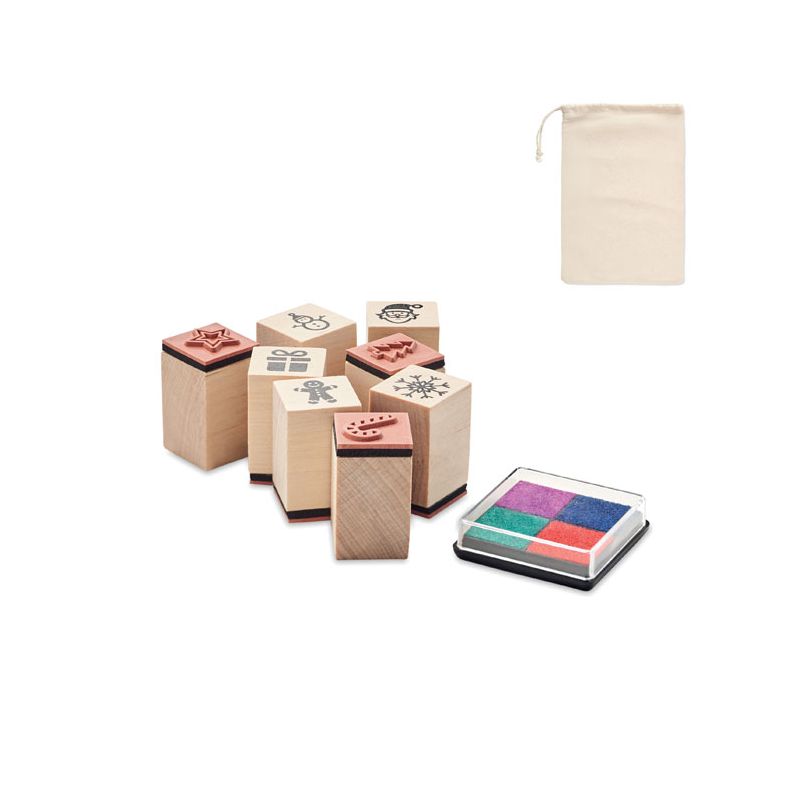 Set of 8 wooden stamps