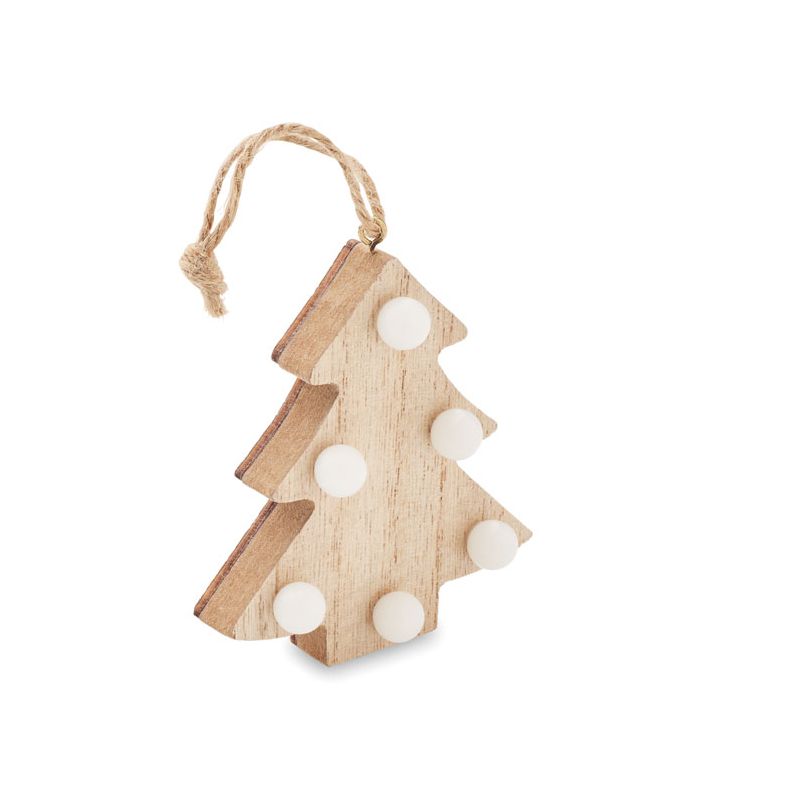 Wooden Christmas tree with lights