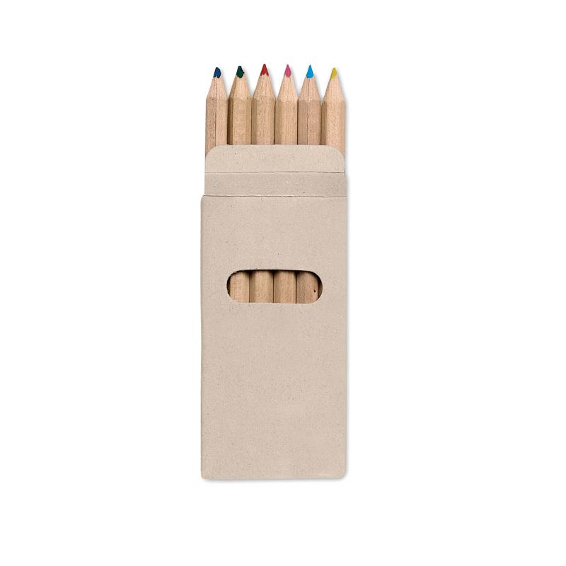 6 coloured pencils in a box