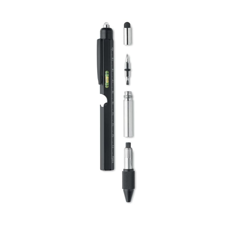 Bubble level pen with ruler