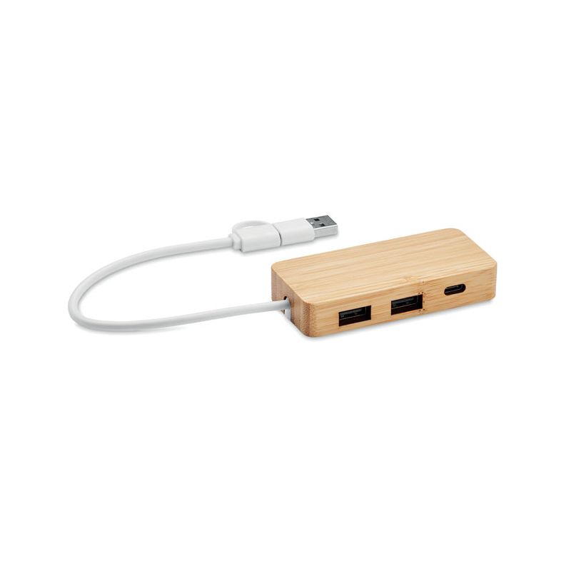 3-Port USB Bamboo Hub