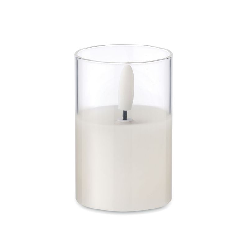 LED wax candle with glass holder
