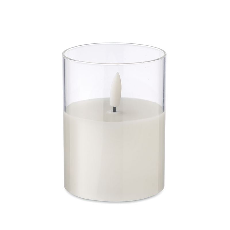 LED wax candle with glass holder