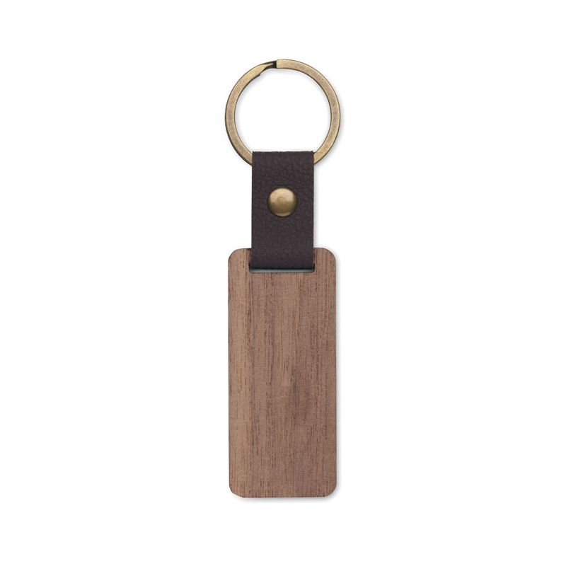 Walnut and PU keyring