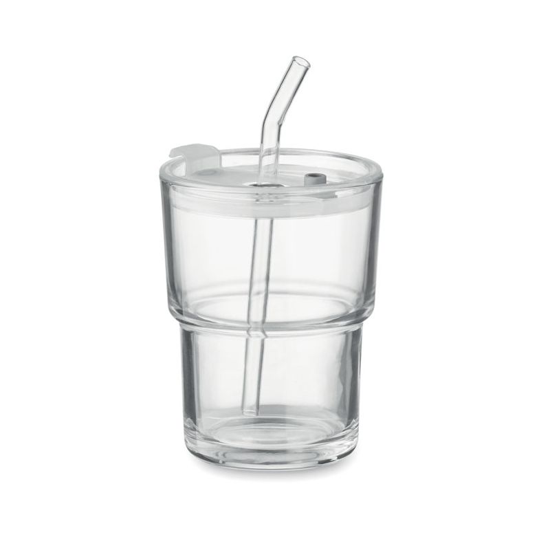 Glass cup with straw 400ml