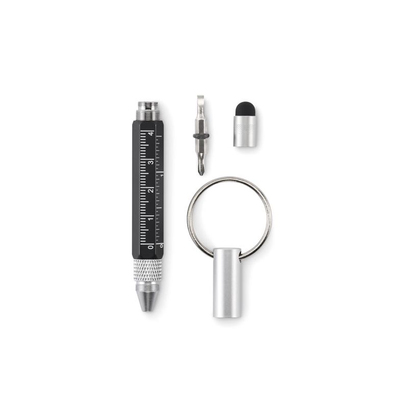 Keyring pen with measuring tool