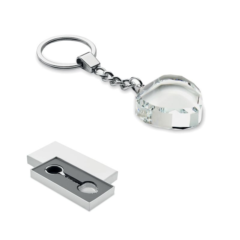 Heart-shaped glass keyring