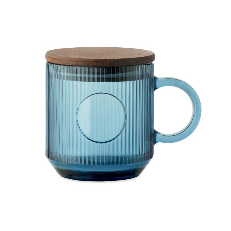 Ribbed glass mug 300ml