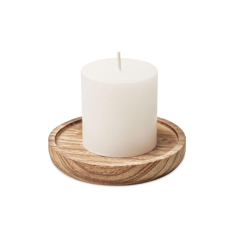 Candle with wooden base