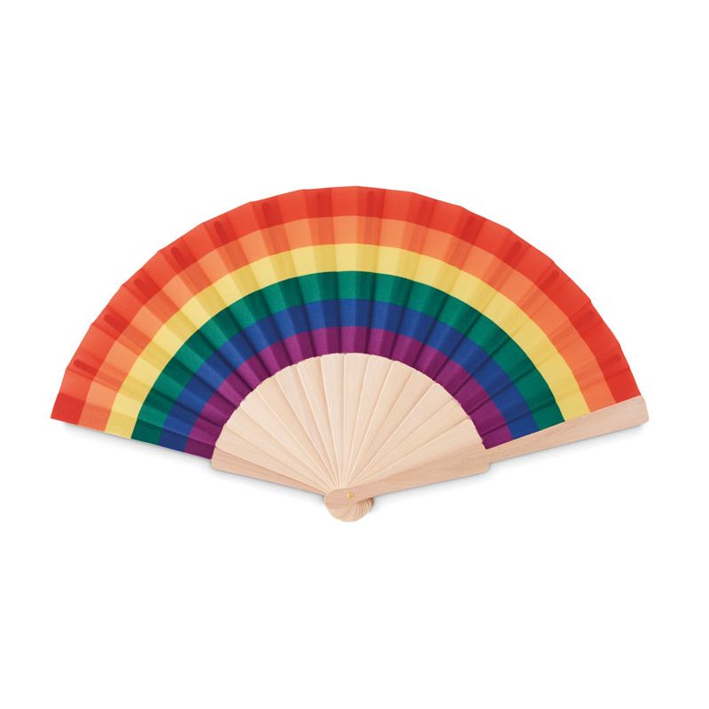 Rainbow Wooden Hand Fan
