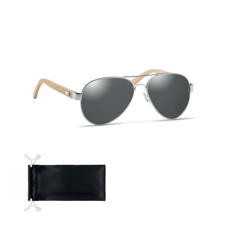 Bamboo sunglasses in pouch