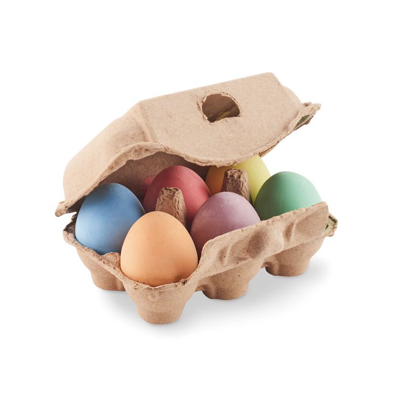 6 chalk eggs in a box