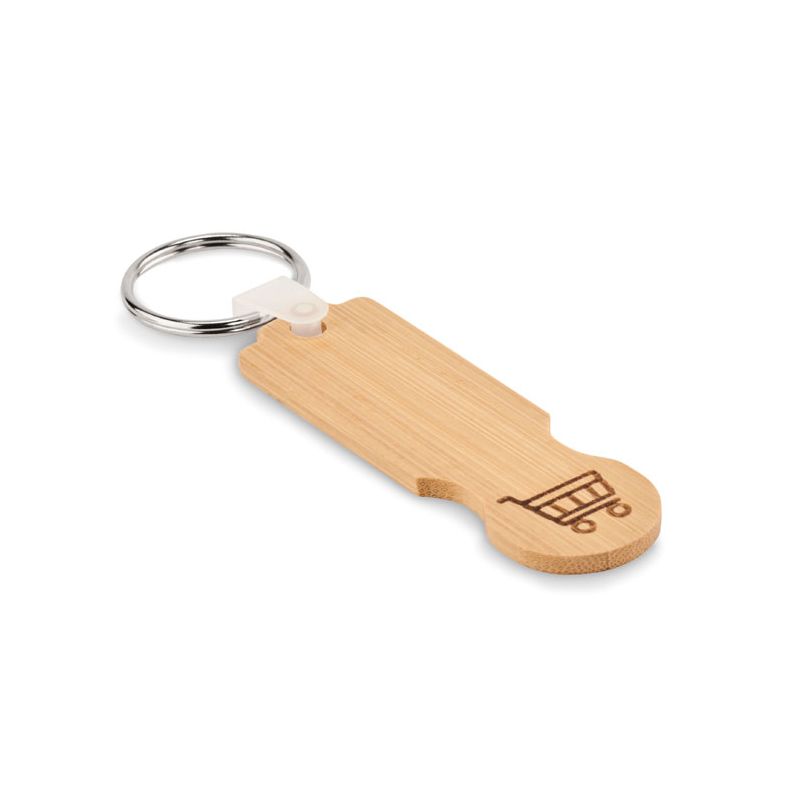 Bamboo keyring with euro token