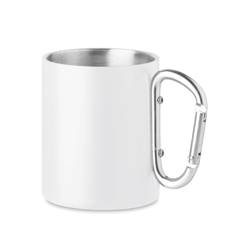 Metal mug with carabiner