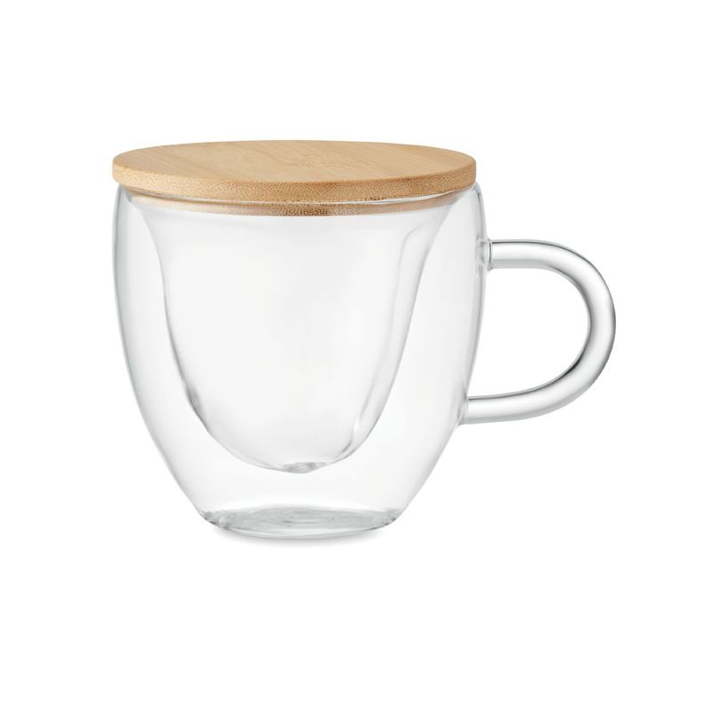 Double-walled glass mug