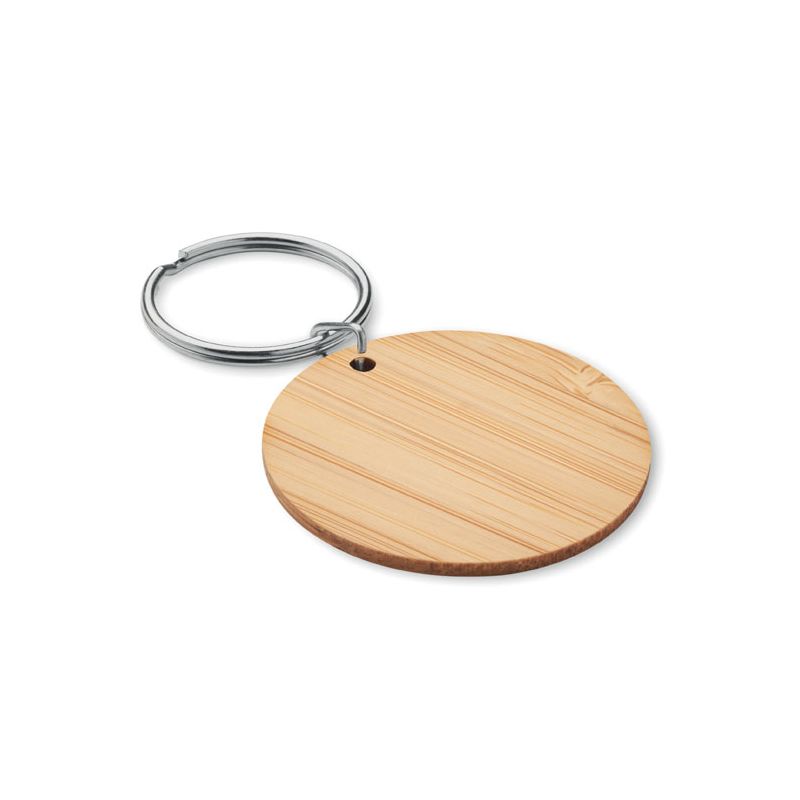 Round bamboo keyring