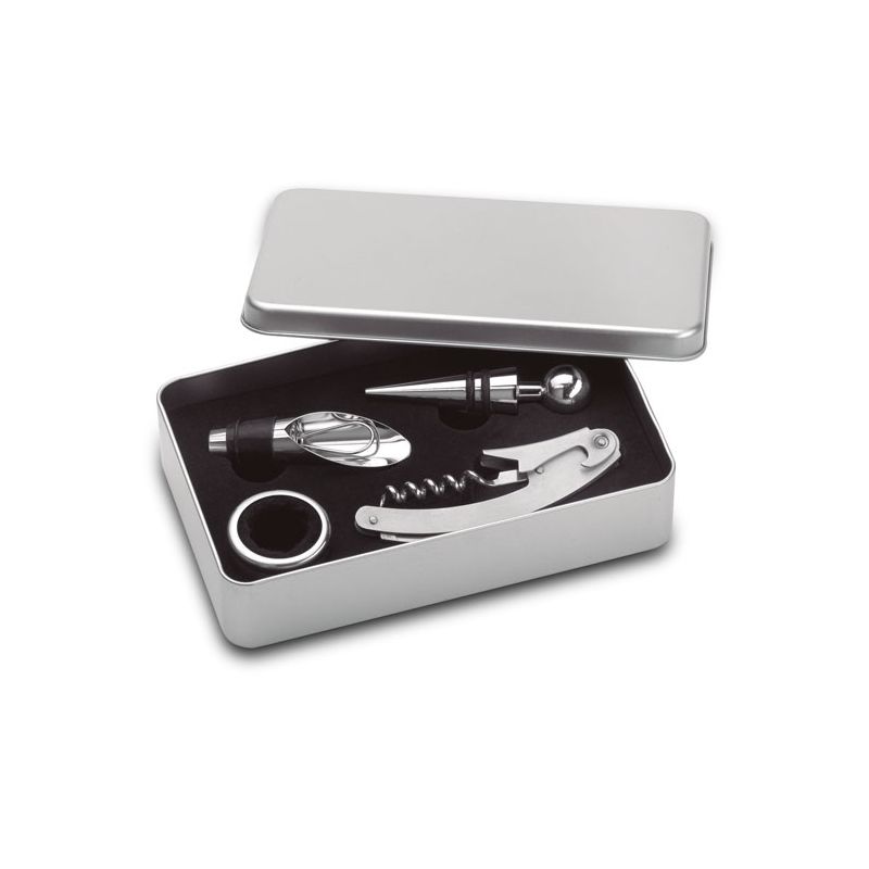 Wine set in metal box