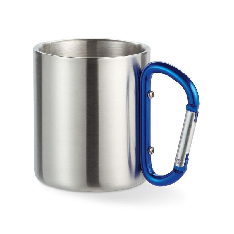 Metal mug with carabiner handle