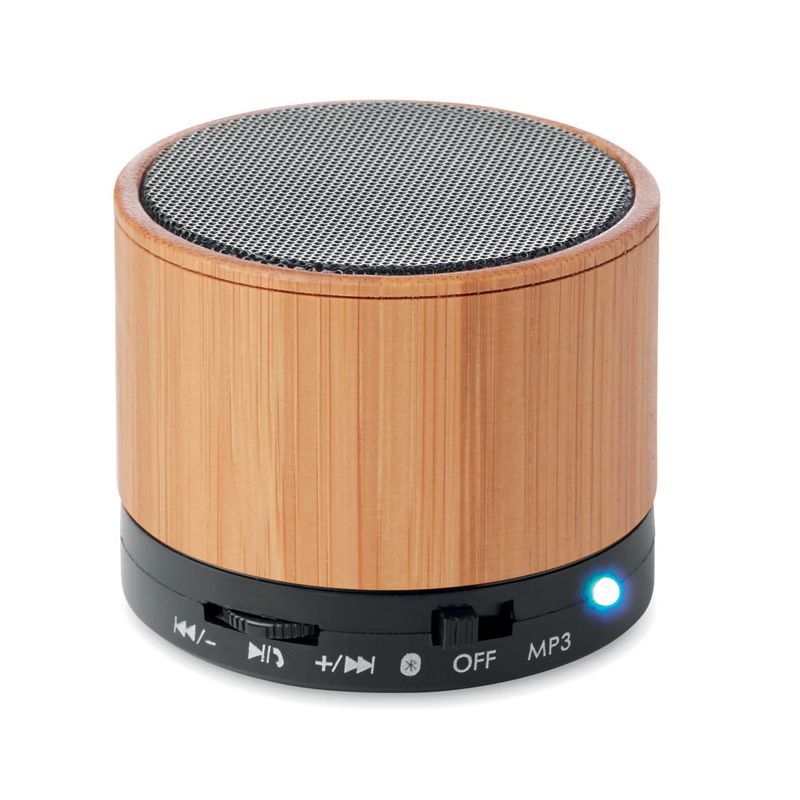 Round Bamboo Wireless Speaker