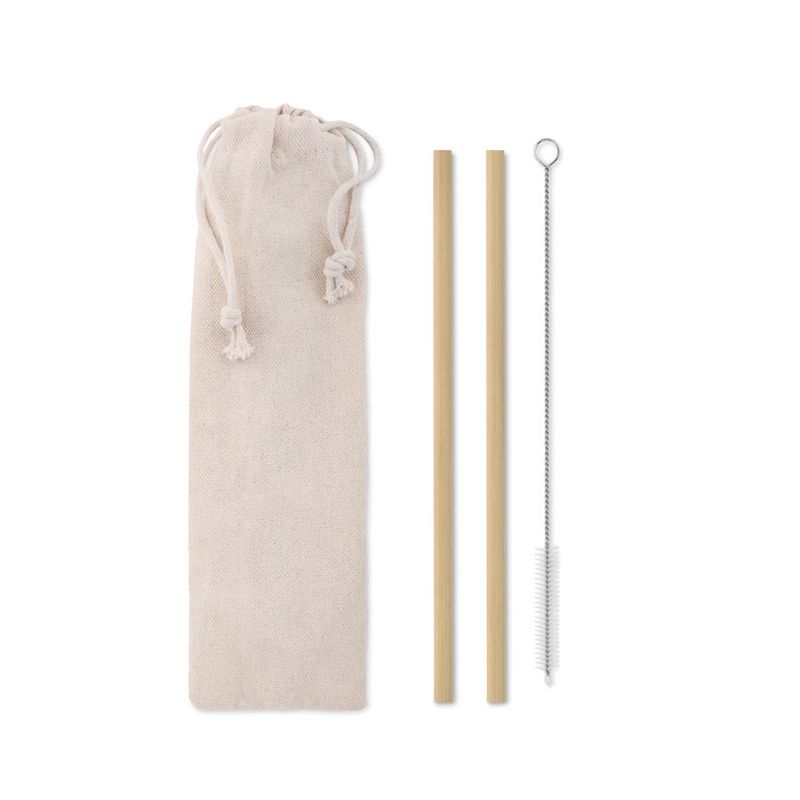 Bamboo straw brush pouch