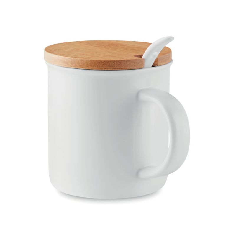 Porcelain mug with spoon