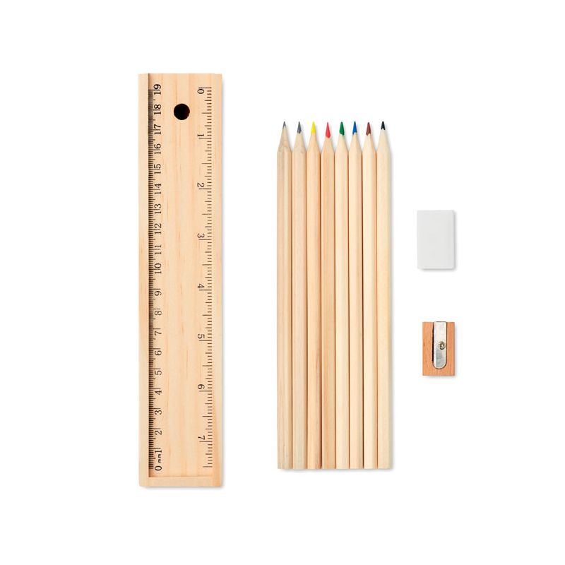 Set of 12 pencils in wooden case