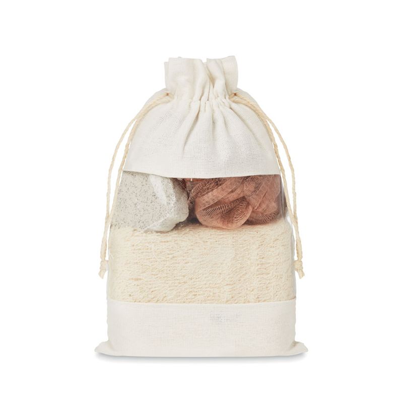 Bath set in cotton pouch