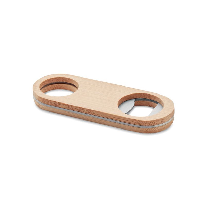 Oval bamboo bottle opener