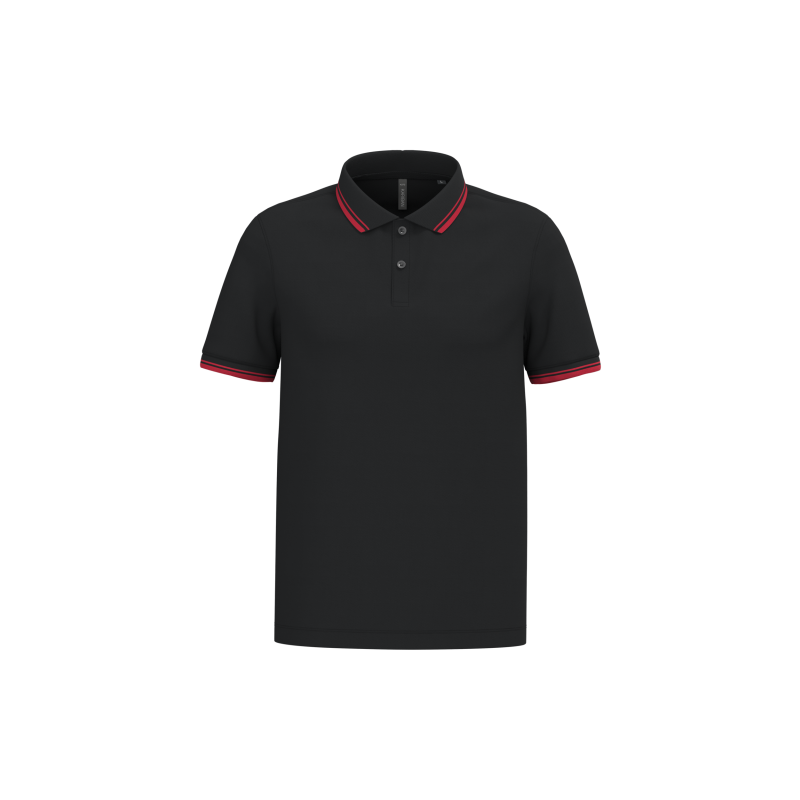 Men's short-sleeve polo shirt with contrast stripes