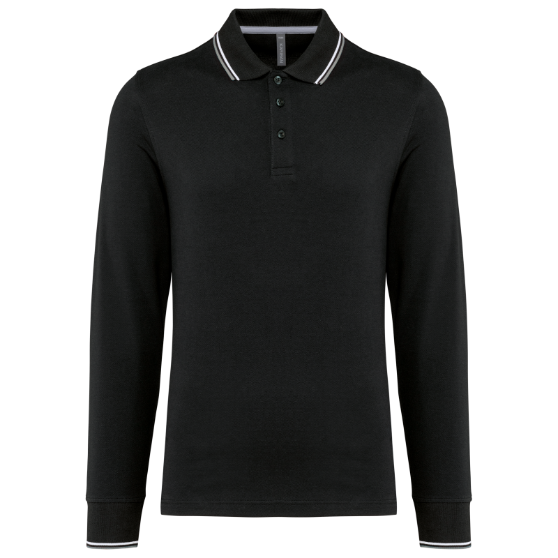 Men's long sleeve piqué knit polo shirt