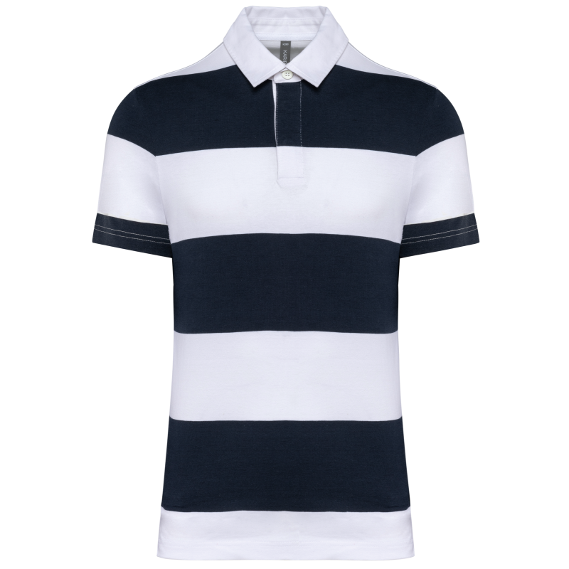 Unisex short-sleeve striped rugby polo