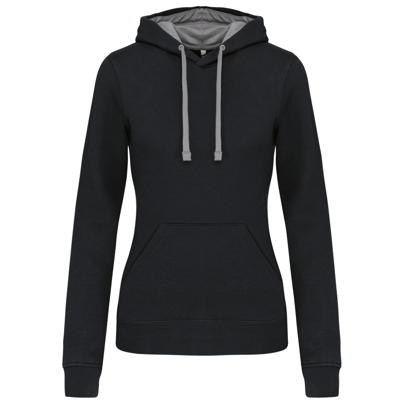 Ladies' sweatshirt with contrast hood