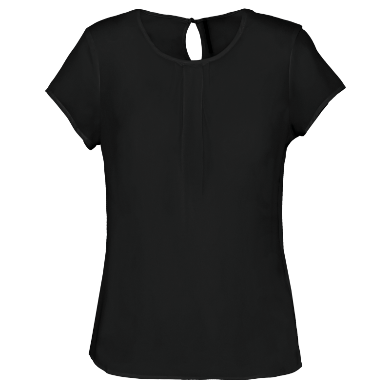 Ladies' short-sleeved crepe blouse
