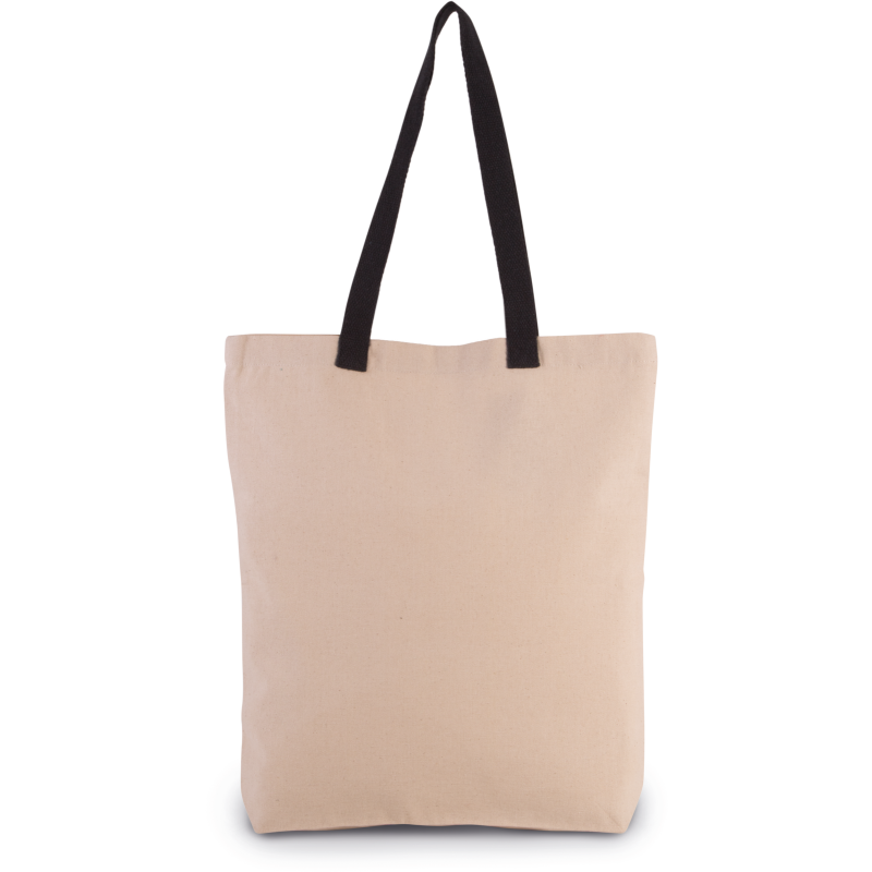 Shopping bag with gusset and contrasting handles