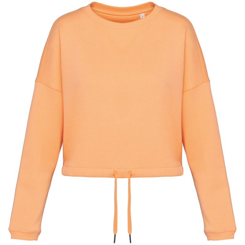 Women's eco-responsible oversized cropped crew neck sweatshirt