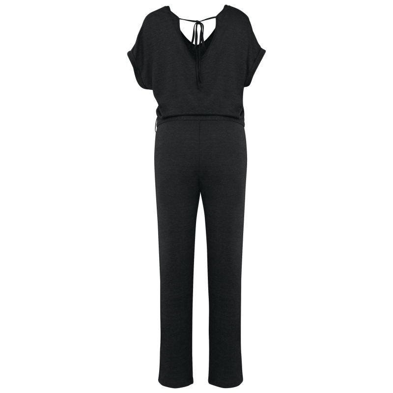 Women's short-sleeved linen knit jumpsuit