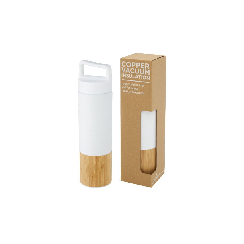 Garrafa de 540 ml de cobre isolada a vácuo em aço inoxidável com parede exterior de bambu 