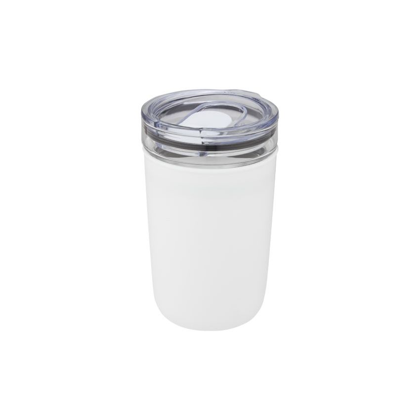 420 ml glass thermal cup with recycled plastic outer wall 