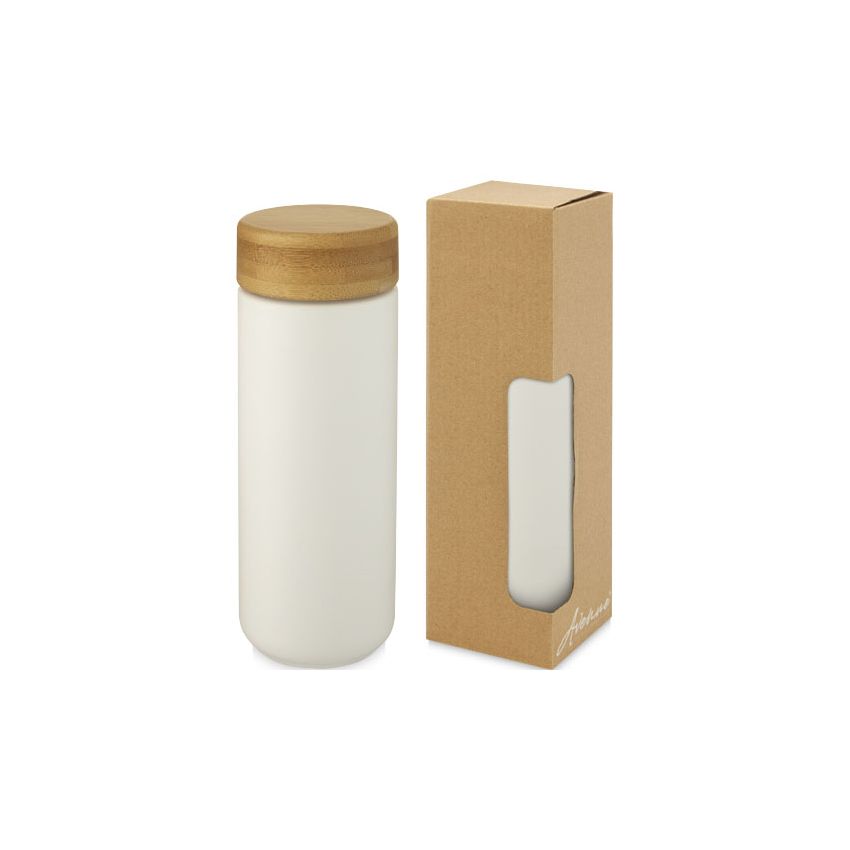 300 ml ceramic thermal cup with bamboo lid 