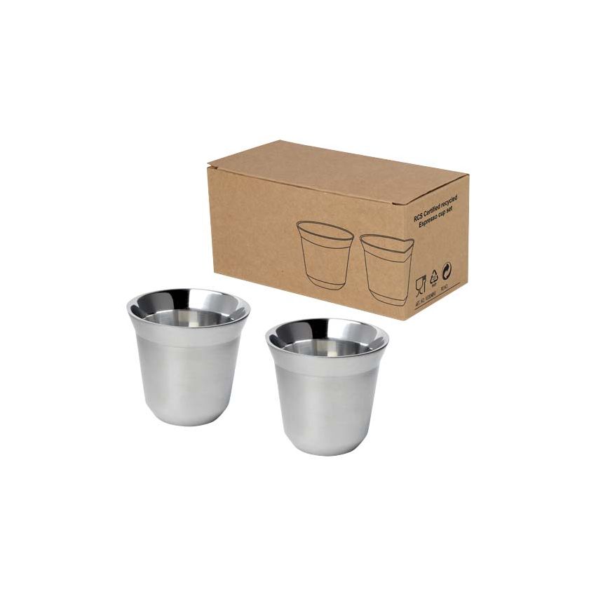 Set of 80 ml RCS certified stainless steel espresso cups 