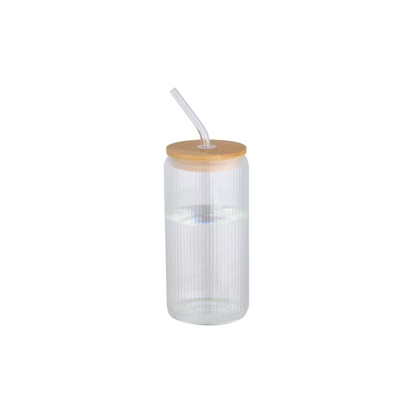500 ml single-walled borosilicate glass jar with bamboo lid 