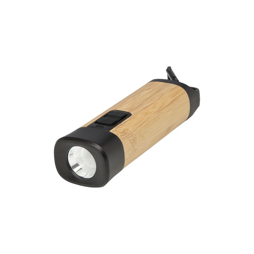 Recycled bamboo/RCS plastic lantern with carabiner 