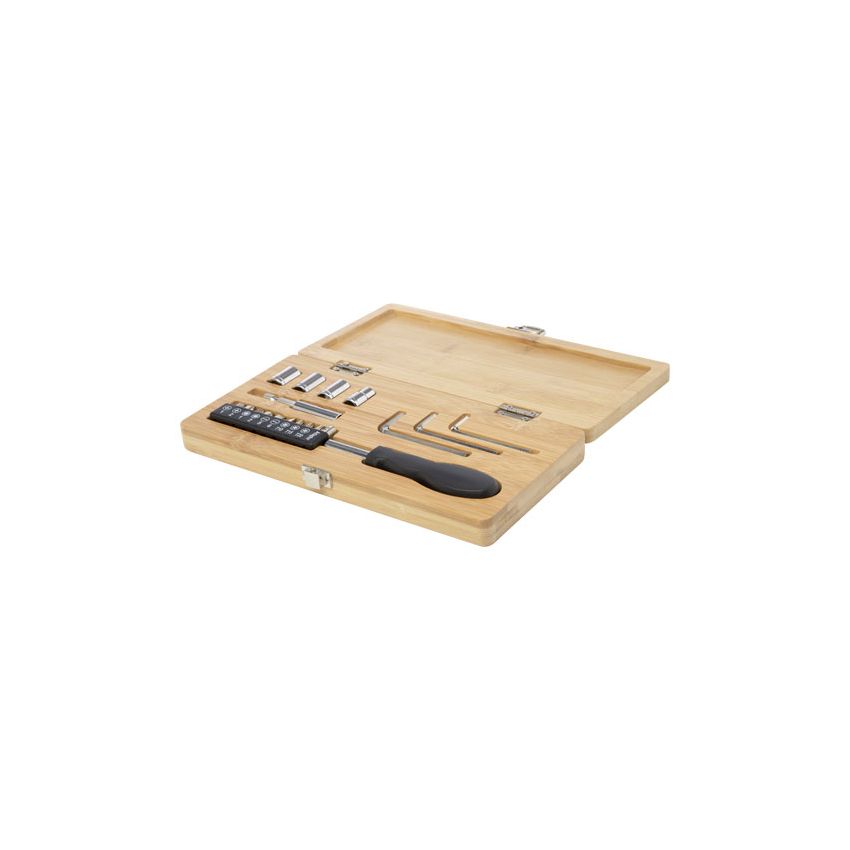 19-piece tool set in bamboo/recycled plastic 