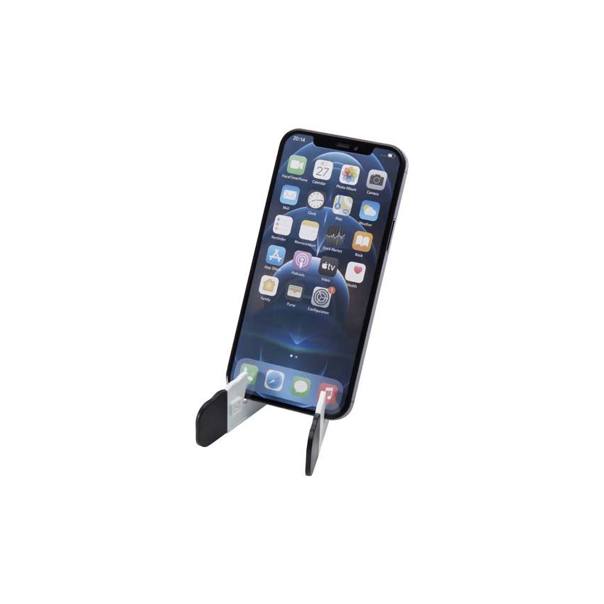 Foldable mobile phone and tablet holder made from recycled plastic 
