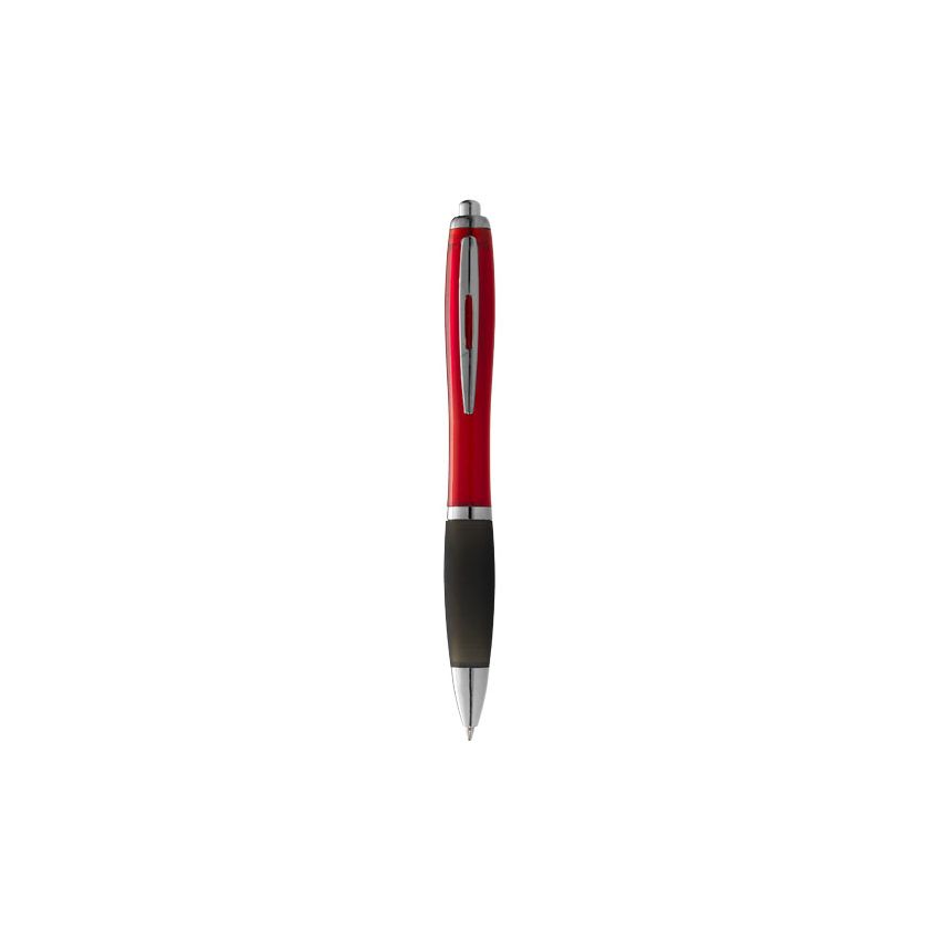 Coloured barrel pen with black grip 